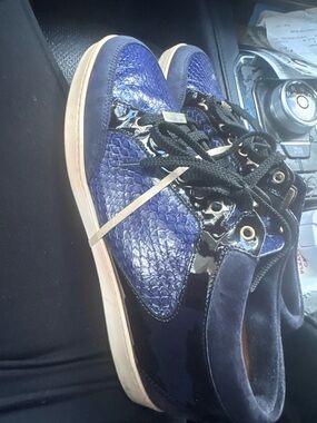 Jimmy Choo Navy and Black High-Top Sneakers